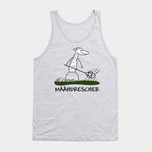 Funny sheep mows the lawn Tank Top